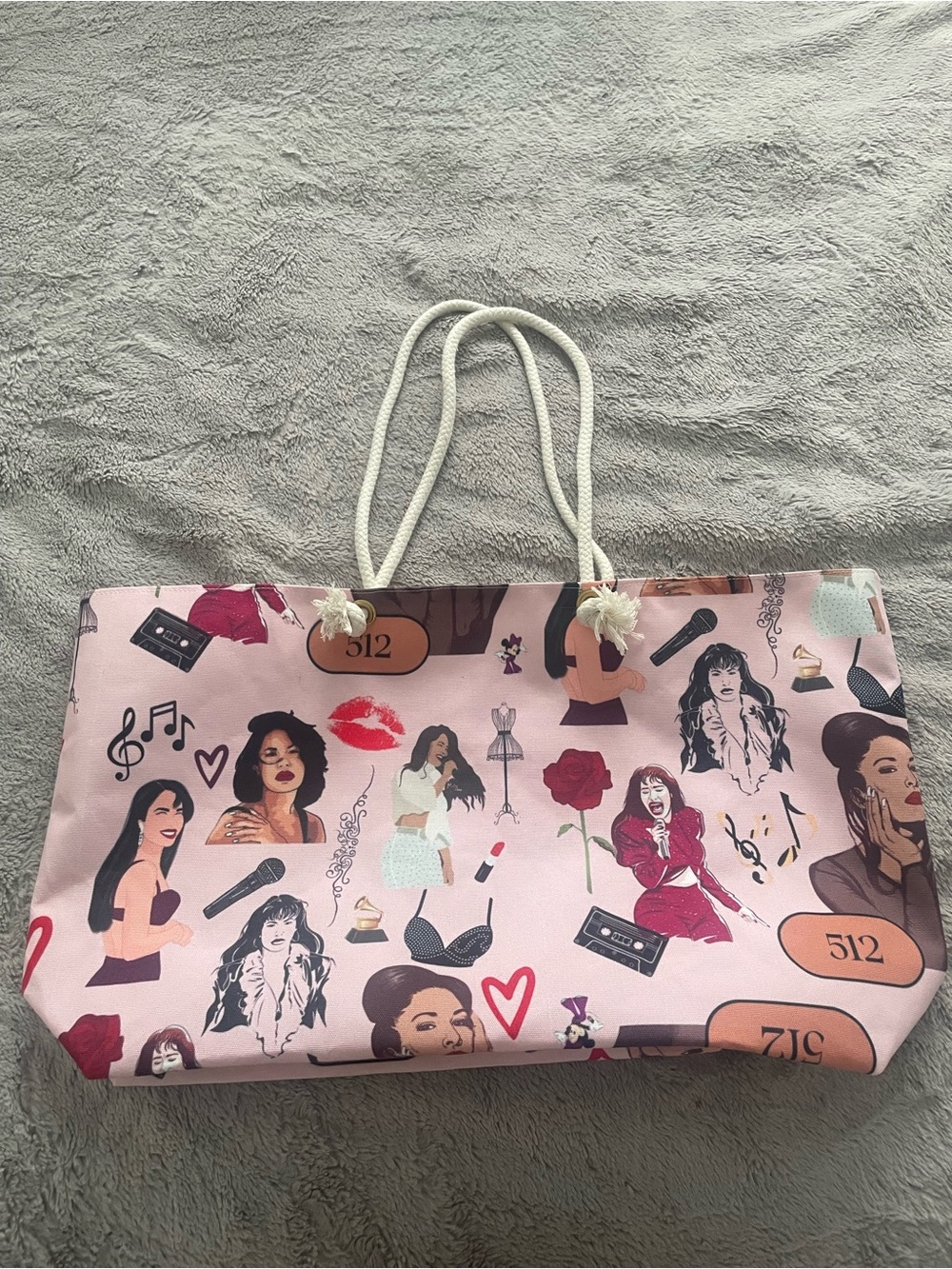 Selena Quintanilla Pink Tote Bag with Rope Handles